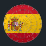 Spanische Flagge (Spanien) Dartscheibe<br><div class="desc">Dieses Design zeigt die Flagge Spaniens (bekannt auf Spanisch als "España"), offiziell als das Königreich Spanien bekannt (auf Spanisch "Reino de España"), ein Land im Südwesten Europas mit einigen Taschen von Territorium über die Straße von Gibraltar und den Atlantik. Das kontinentaleuropäische Gebiet liegt auf der iberischen Halbinsel. Außerdem machen die...</div>
