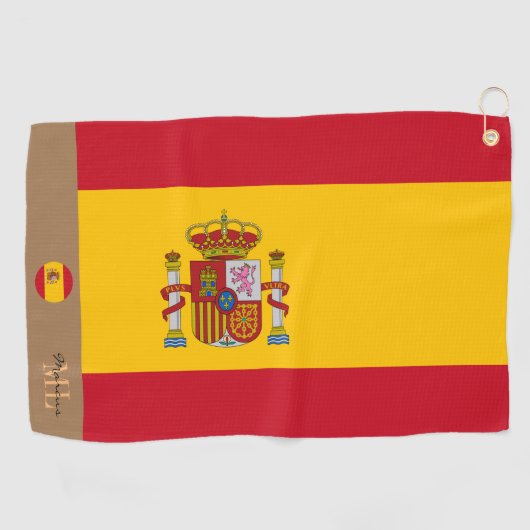 Spanische Flagge / Spanien mit Monogramm /Name Gol Golfhandtuch (Horizontal)