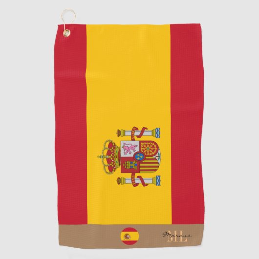Spanische Flagge / Spanien mit Monogramm /Name Gol Golfhandtuch (Vorderseite)
