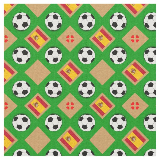 Spanische Flagge und Fußball-Ball / Spanische Fußb Stoff (Nahaufnahme)