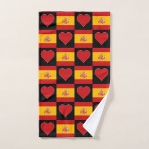 Spanische Flagge und Herz-Muster Spaß Spanien Stol Handtuch