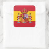 Spanische Flagge und Wappen, Flagge Spaniens Quadratischer Aufkleber (Tasche)