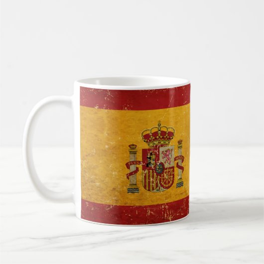 Spanische Flagge Vintag Grunge Design Tasse (Links)