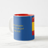 SPANISCHE FLAGKARTENBILDUNG BLAUE BLAUE ZWEIFARBIGE TASSE (Vorderseite Links)