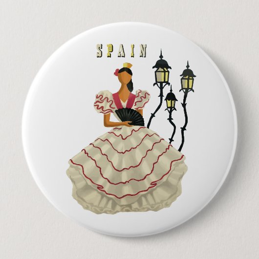 Spanische Flamenco Tänzerin Spanien Button (Vorderseite)