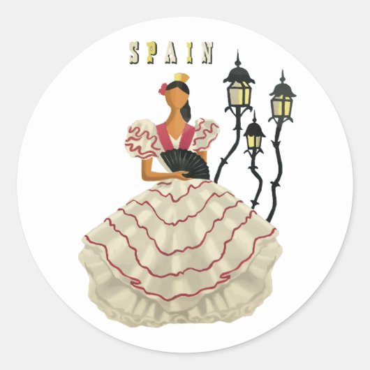 Spanische Flamenco Tänzerin Spanien Runder Aufkleber (Vorderseite)