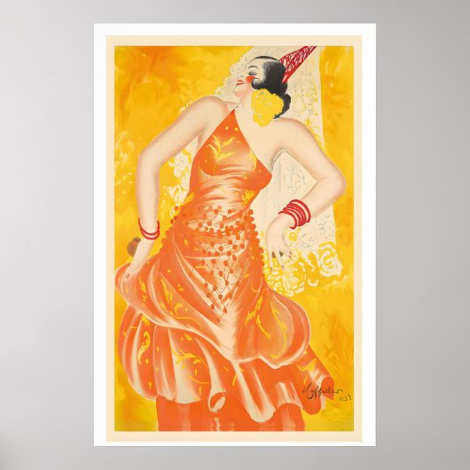Spanische Flamenco-Tänzerin Spanien Vintage-Werbu Poster (Vorne)