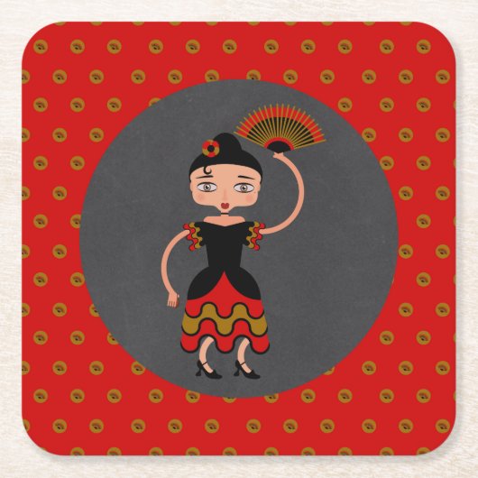 Spanische Flamengo-Tanz Geburtstagsparty Rechteckiger Pappuntersetzer (Vorderseite)