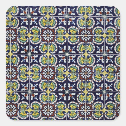 Spanische Fliese in Mexiko Quadratischer Aufkleber (Vorderseite)