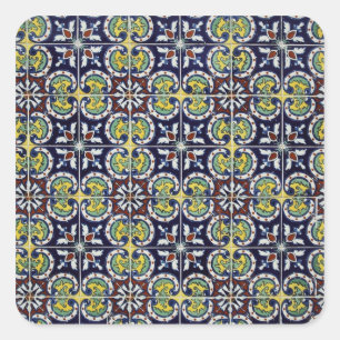 Spanische Fliese in Mexiko Quadratischer Aufkleber