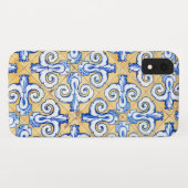 Spanische Fliesen - Azulejo Blau, Gelb und Weiß Case-Mate iPhone Hülle (Rückseite (Horizontal))