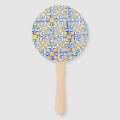 Spanische Fliesen - Azulejo Blau, Gelb und Weiß Fächer (Rückseite)