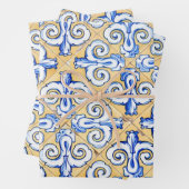 Spanische Fliesen - Azulejo Blau, Gelb und Weiß Geschenkpapier Set (Beispiel)