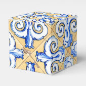 Spanische Fliesen - Azulejo Blau, Gelb und Weiß Geschenkschachtel (Vorderseite)