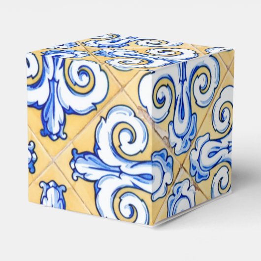 Spanische Fliesen - Azulejo Blau, Gelb und Weiß Geschenkschachtel (Rückseite)