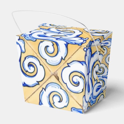 Spanische Fliesen - Azulejo Blau, Gelb und Weiß Geschenkschachtel (Rückseite)