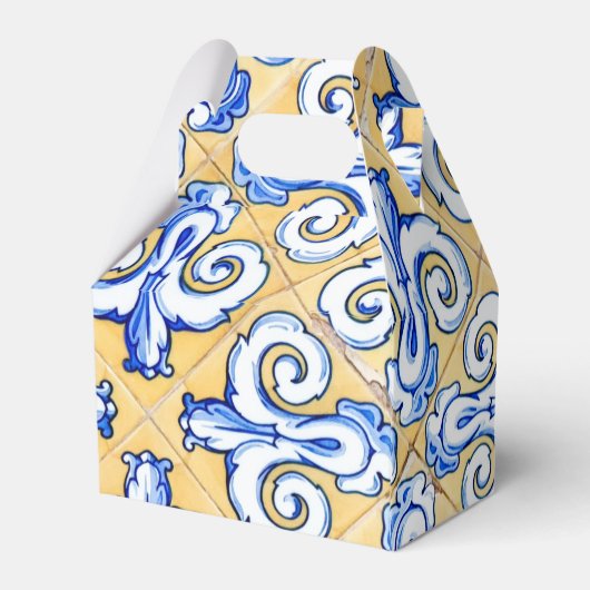 Spanische Fliesen - Azulejo Blau, Gelb und Weiß Geschenkschachtel (Rückseite)