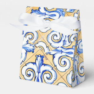 Spanische Fliesen - Azulejo Blau, Gelb und Weiß Geschenkschachtel