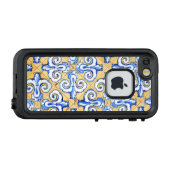Spanische Fliesen - Azulejo Blau, Gelb und Weiß LifeProof iPhone Hülle (Rückseite (Horizontal))