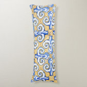 Spanische Fliesen - Azulejo Blau, Gelb und Weiß Seitenschläferkissen (Vorderseite Vertikal)