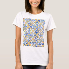 Spanische Fliesen - Azulejo Blau, Gelb und Weiß T-Shirt