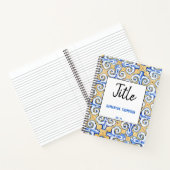 Spanische Fliesen - Azulejo Blue, gelbe weiße Skiz Notizblock (Innenseite)