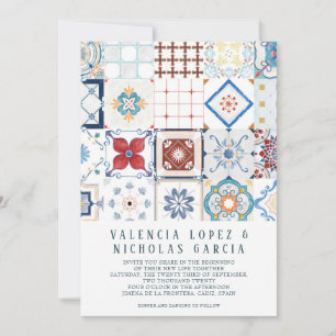 Spanische Fliesen-Hochzeitseinladung Save The Date