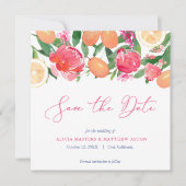 Spanische Fliesen Lebendige Citrus Pink Orange Flo Save The Date (Vorderseite)