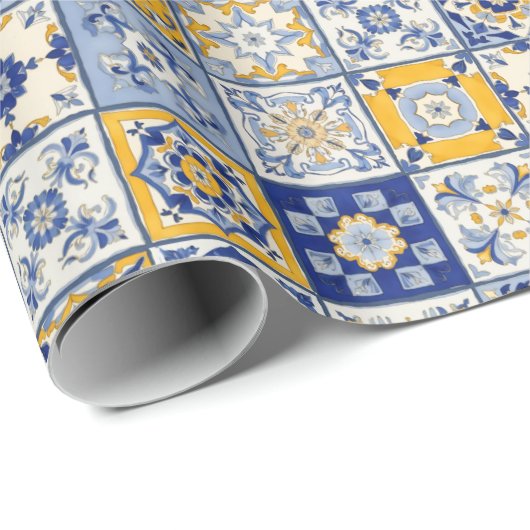 Spanische Fliesen Wasserfarbe Geschenkpapier (Rolleneckpunkt)