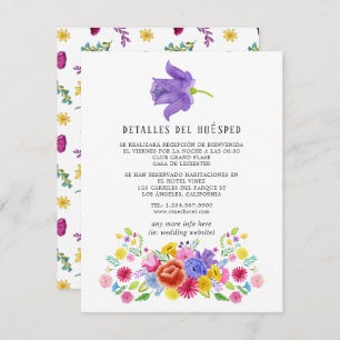 Spanische florale Fiesta Gästedatenkarte Begleitkarte