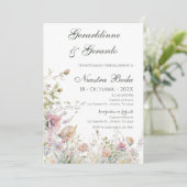 Spanische Florale Hochzeit Einladung (Stehend Vorderseite)