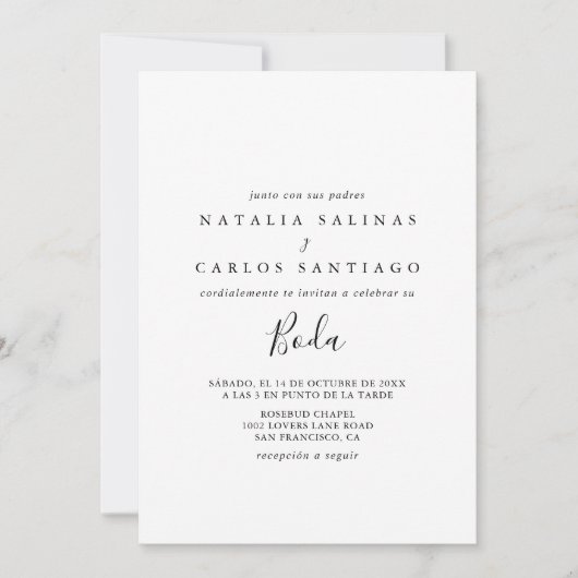 Spanische Front & Back Wedding Einladung (Vorderseite)