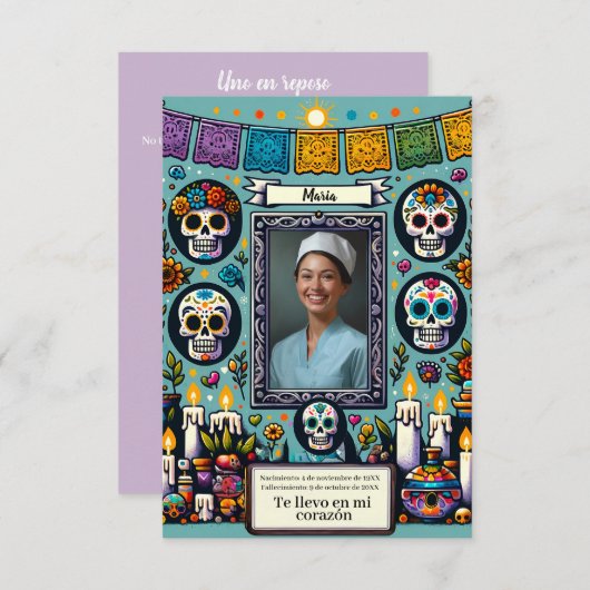 Spanische Gebetskarte de los muertos (Vorne/Hinten)