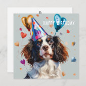 Spanische Geburtstagskarte, Springer, Cocker, Cava Feiertagskarte (Vorne/Hinten)