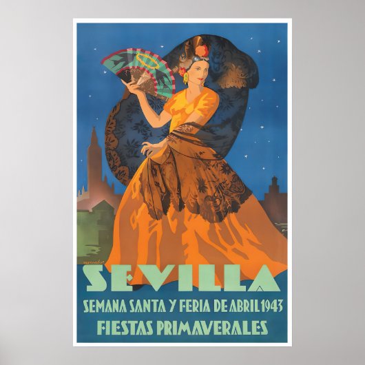 Spanische Geschenke Sevilla Reiseplakat Spanien Fe Poster (Vorne)
