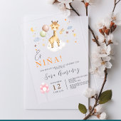 Spanische Girl-Dusche Giraffe mit Balloons Acryleinladungen