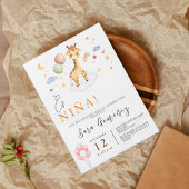 Spanische Girl-Dusche Giraffe mit Balloons Einladung