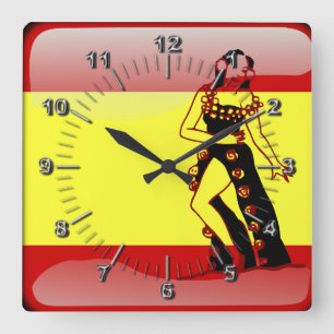 Spanische glatte Flagge Quadratische Wanduhr