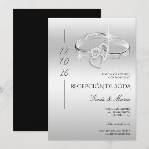 Spanische Glitz Silber Hochzeitsringe Empfang Einladung