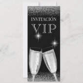 Spanische Glitz-Silber-VIP-Geburtstagsfeier Einladung (Vorderseite)