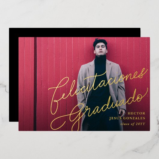 Spanische Glückwünsche Grad Foto Ankündigung (Vorderseite/Rückseite)