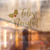Spanische Goldfeliz Navidad Whimsiktypografie Fensteraufkleber (Blatt 2)