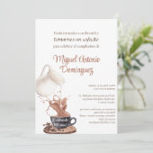 Spanische Große Kaffeepause 100. Geburtstagsparty Einladung (Stehend Vorderseite)