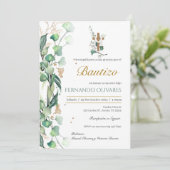 Spanische Grüne Blumentaufe Einladung (Stehend Vorderseite)