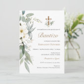 Spanische Grüne Blumentaufe Einladung (Stehend Vorderseite)