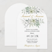 Spanische Grüne Einladung zur Hochzeit (Vorne/Hinten)
