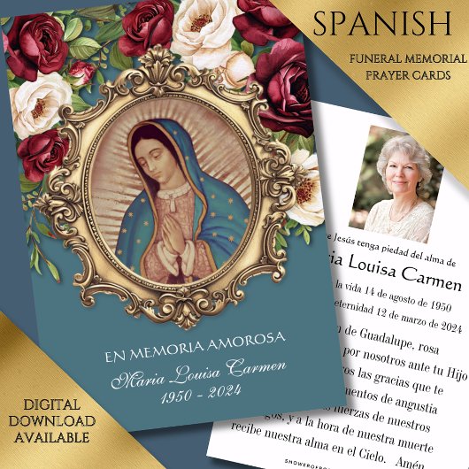 Spanische Guadalupe Foto Beerdigung Gebete Heilige Ankündigung