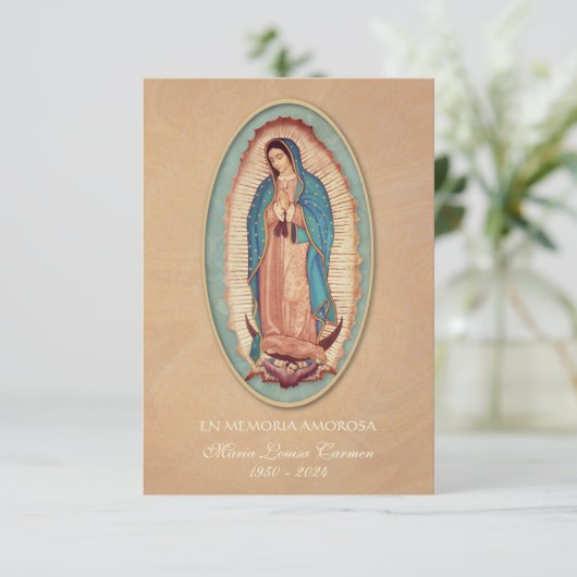 Spanische Guadalupe Foto Beerdigung Gebete Heilige Ankündigung (Stehend Vorderseite)