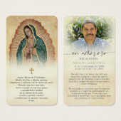 Spanische Guadalupe-Gebets-Gedenkfoto-Karten (Vorne & Hinten)