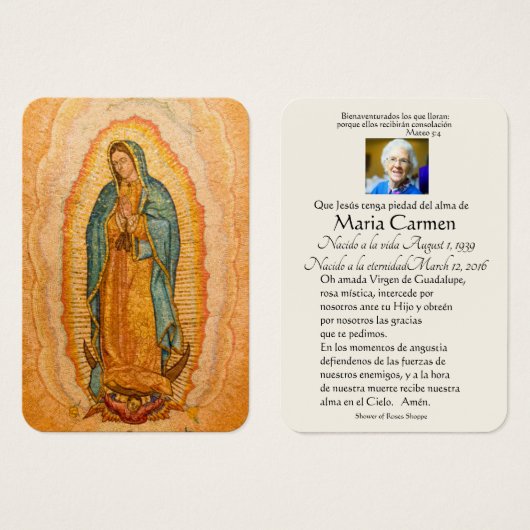 Spanische Guadalupe Mary Beerdigung Gebete Heilige (Vorne & Hinten)